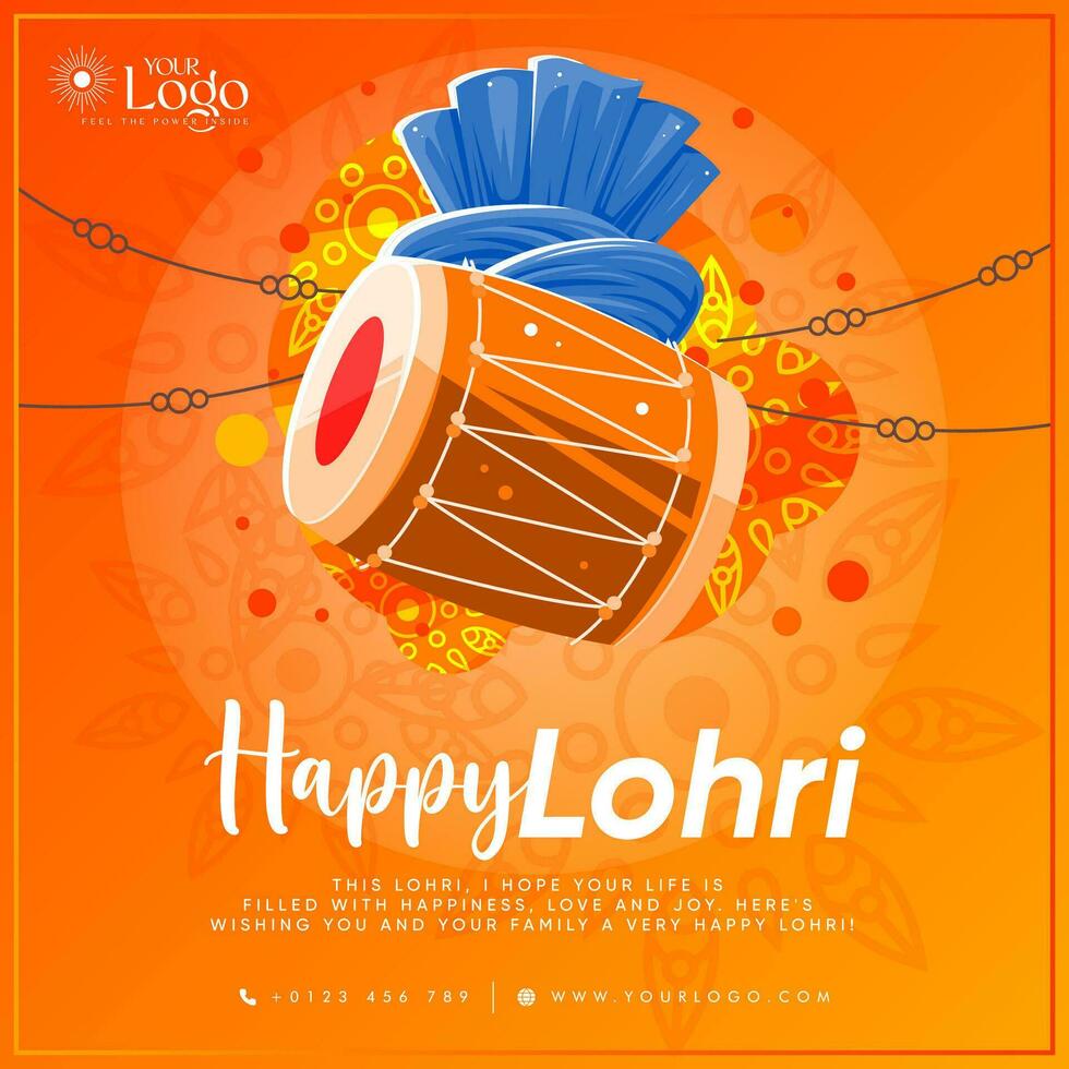 Vector illustration of happy Lohri holiday festival of Punjab India with beautiful background