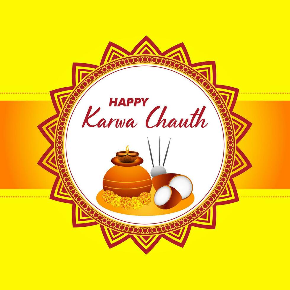 Happy karwa chauth wishes background design, Vector Illustration