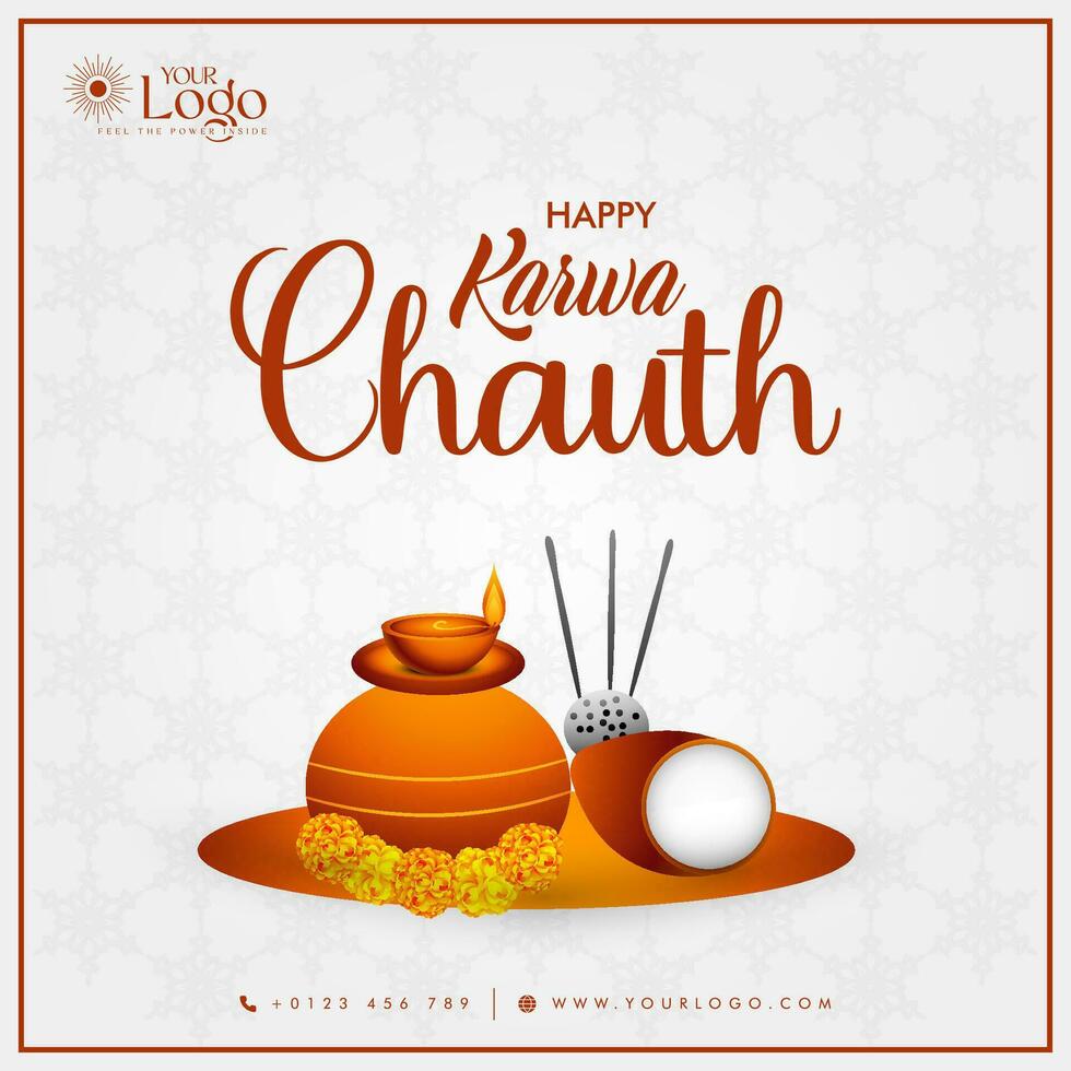 Happy karwa chauth wishes background design, Vector Illustration