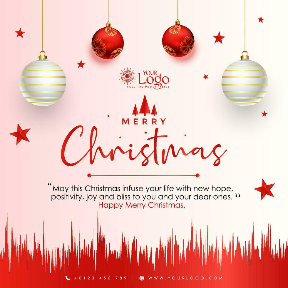 Merry Christmas background decorated with a Christmas tree and Santa Claus. vector