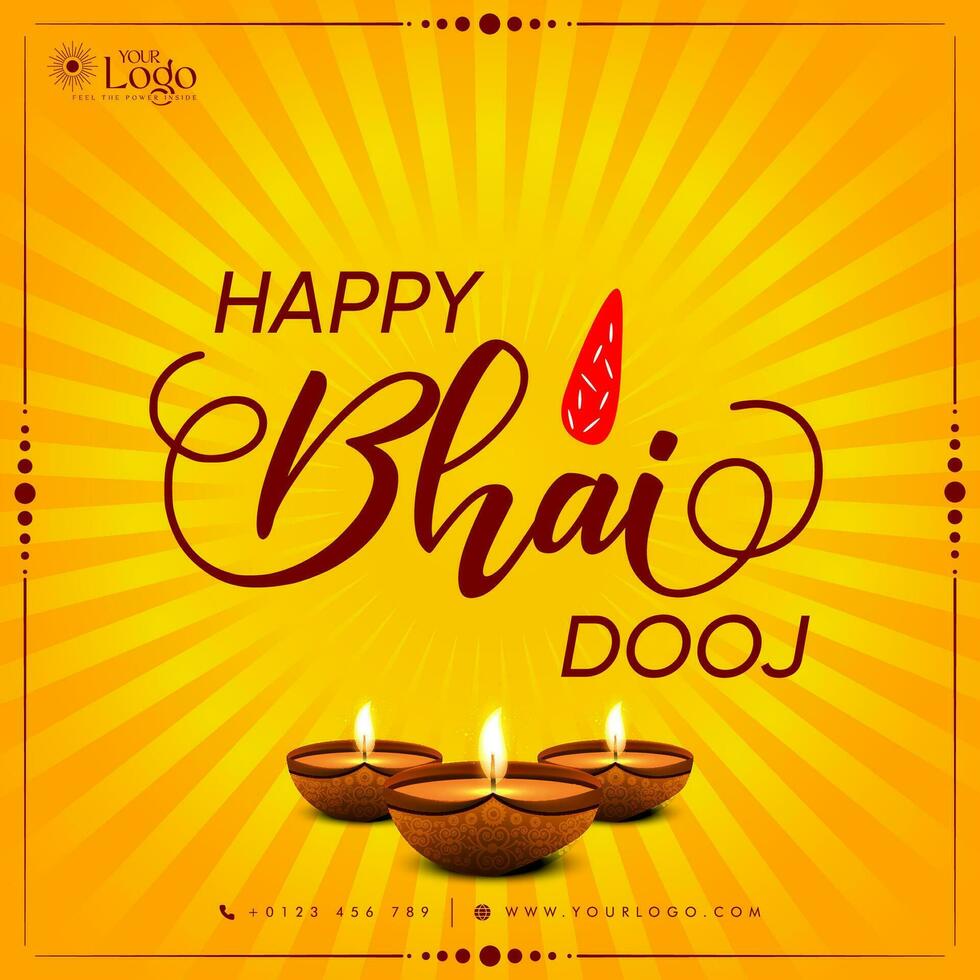 Happy Bhai Dooj Indian festival of brother sister vector