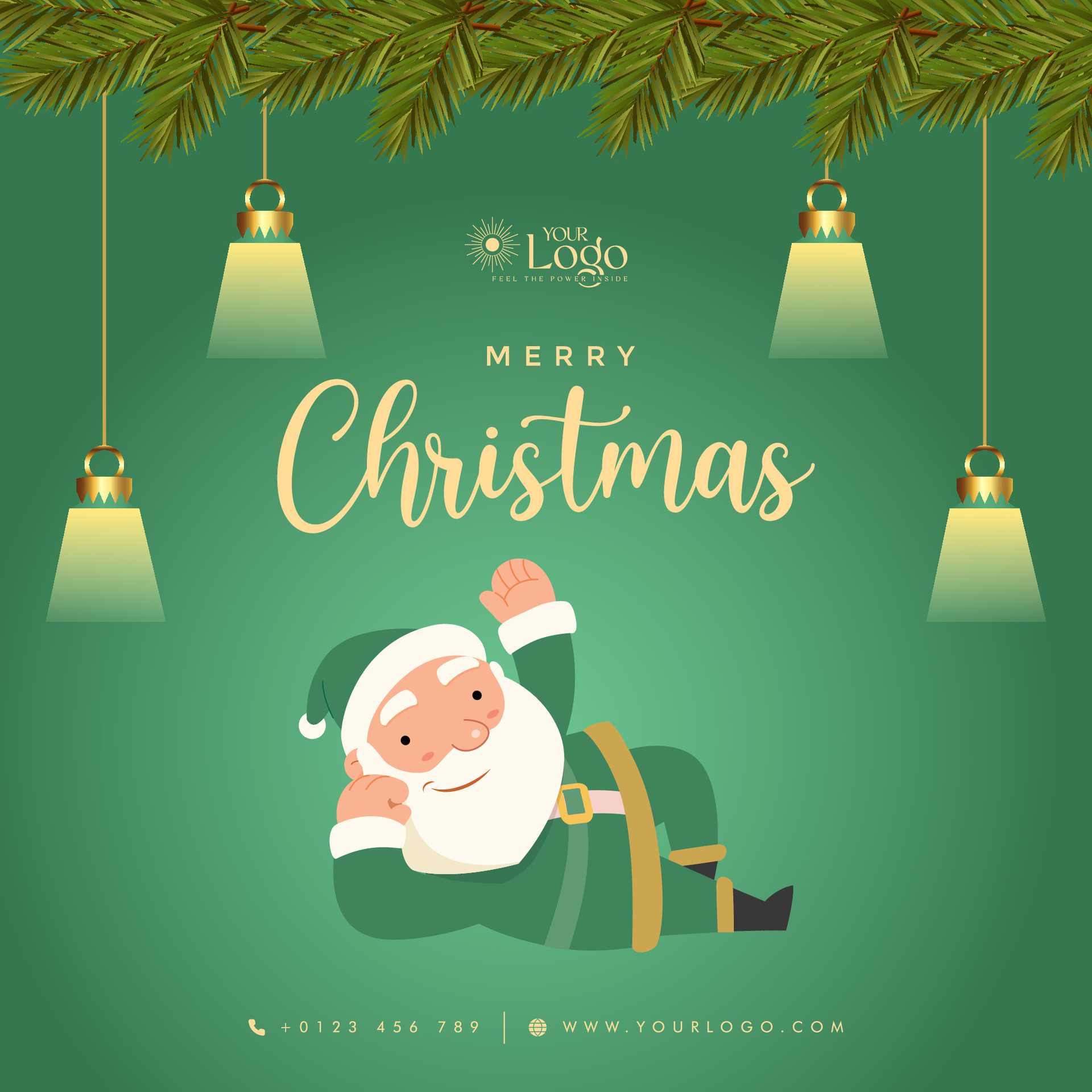 Merry Christmas Background Decorated With Christmas Tree And Santa merry-christmas-background-decorated-with-christmas-tree-and-santa