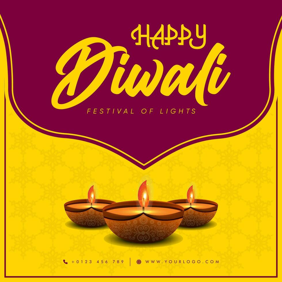 Happy Diwali decorative festival wishing card vector design