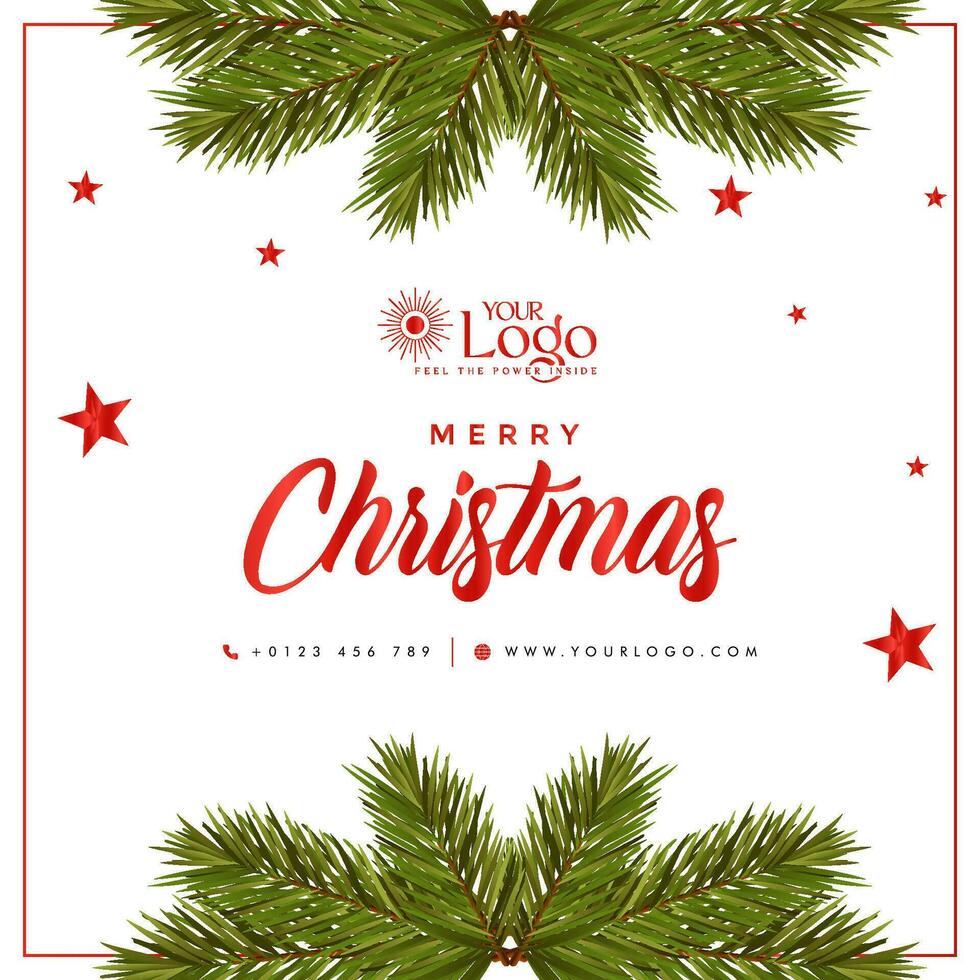 Merry Christmas background decorated with a Christmas tree and Santa Claus. vector