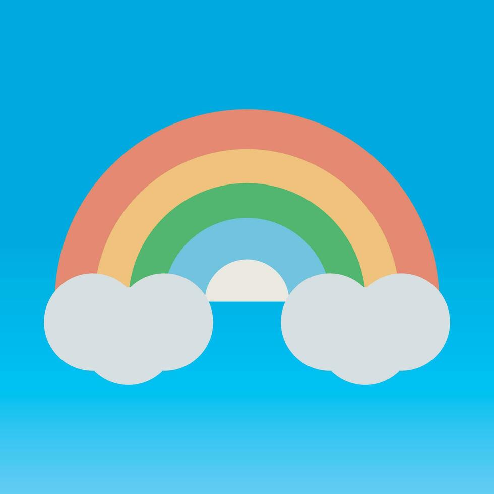 rainbow and clouds vector