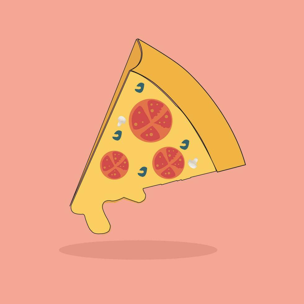 slice of pizza on a plate illustration vector