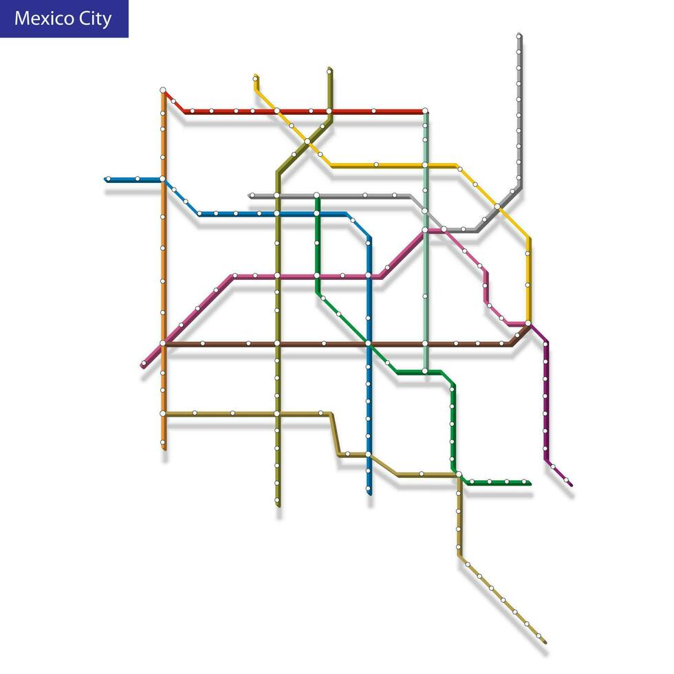 3d isometric Map of the Mexico City metro subway vector