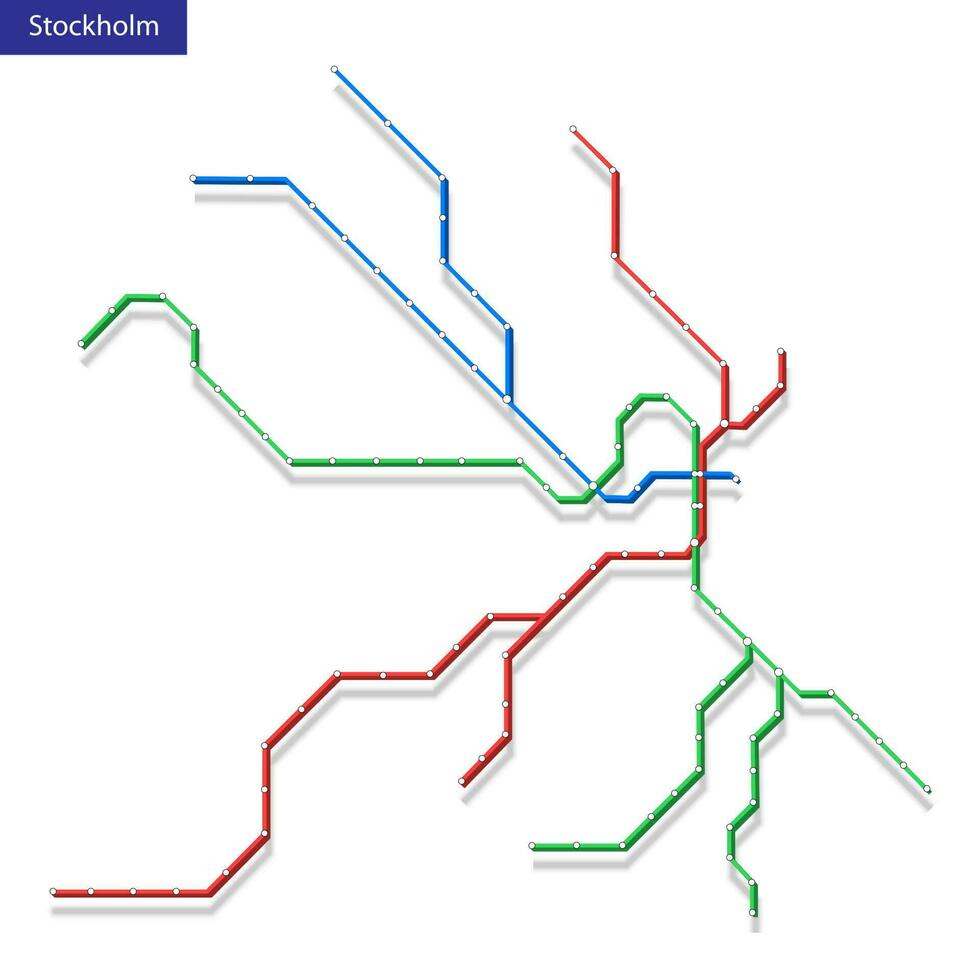 3d isometric Map of the Stockholm metro subway vector