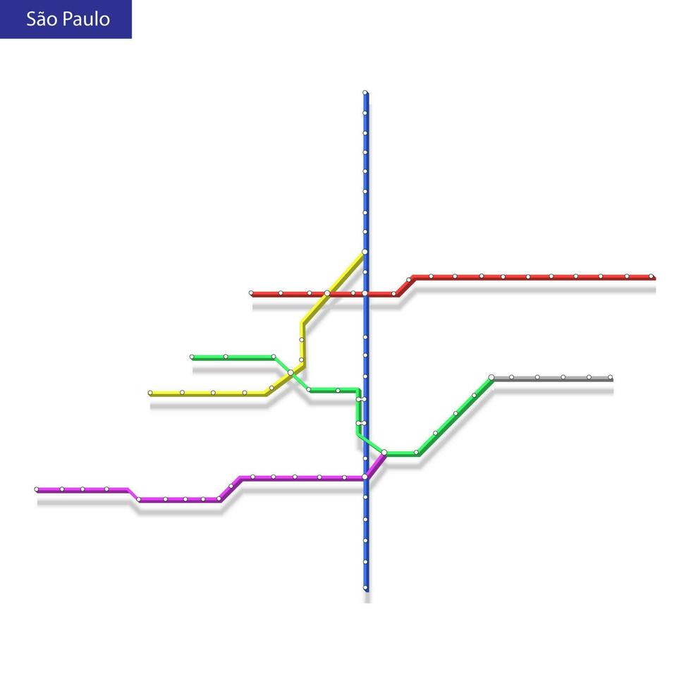 3d isométrica mapa de el sao paulo metro subterraneo vector