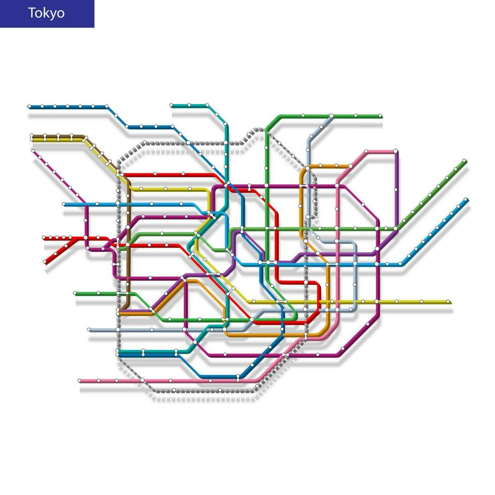 3d isométrica mapa de el tokio metro subterraneo vector