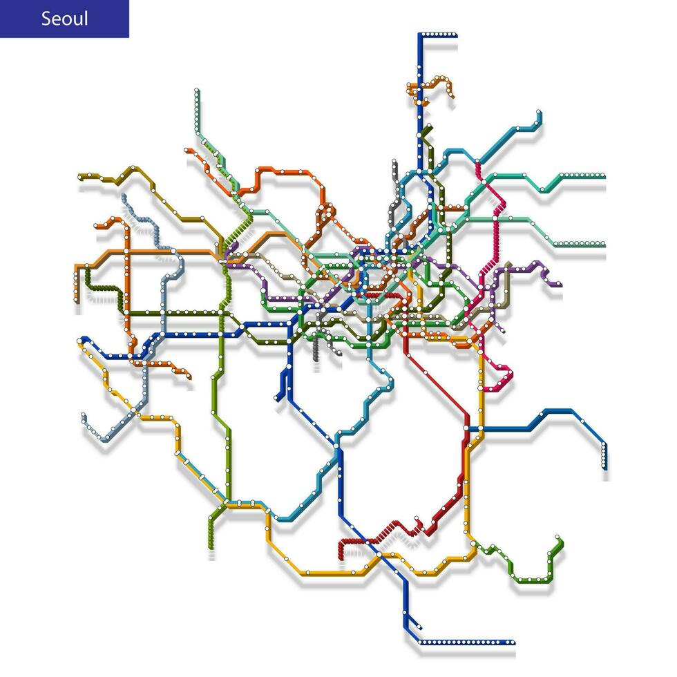 3d isometric Map of the Seoul metro subway. vector
