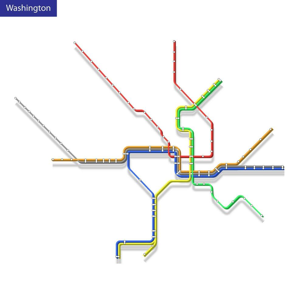 Map of the Washington metro subway. Template of city transportat vector