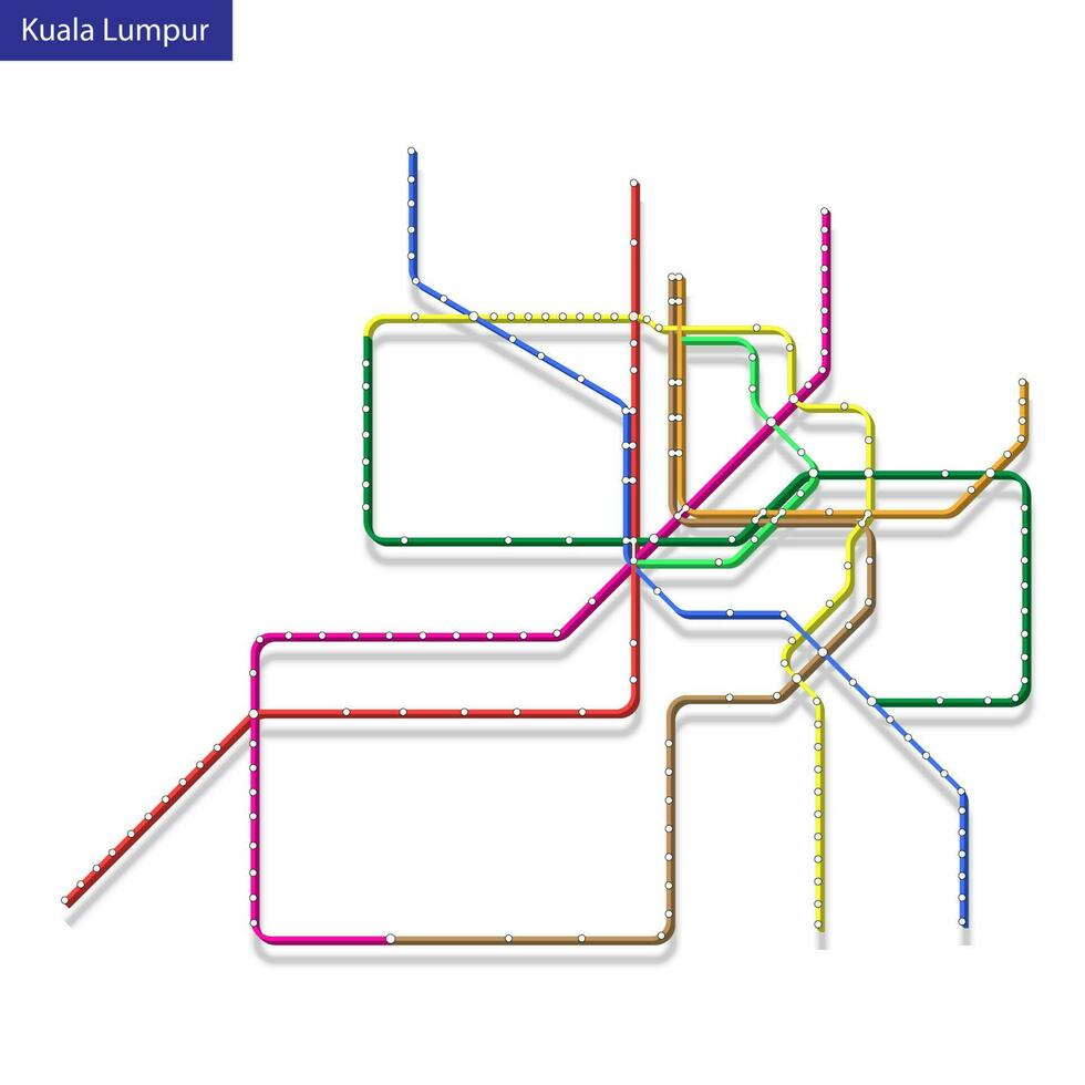 3d isométrica mapa de el kuala lumpur metro subterraneo vector