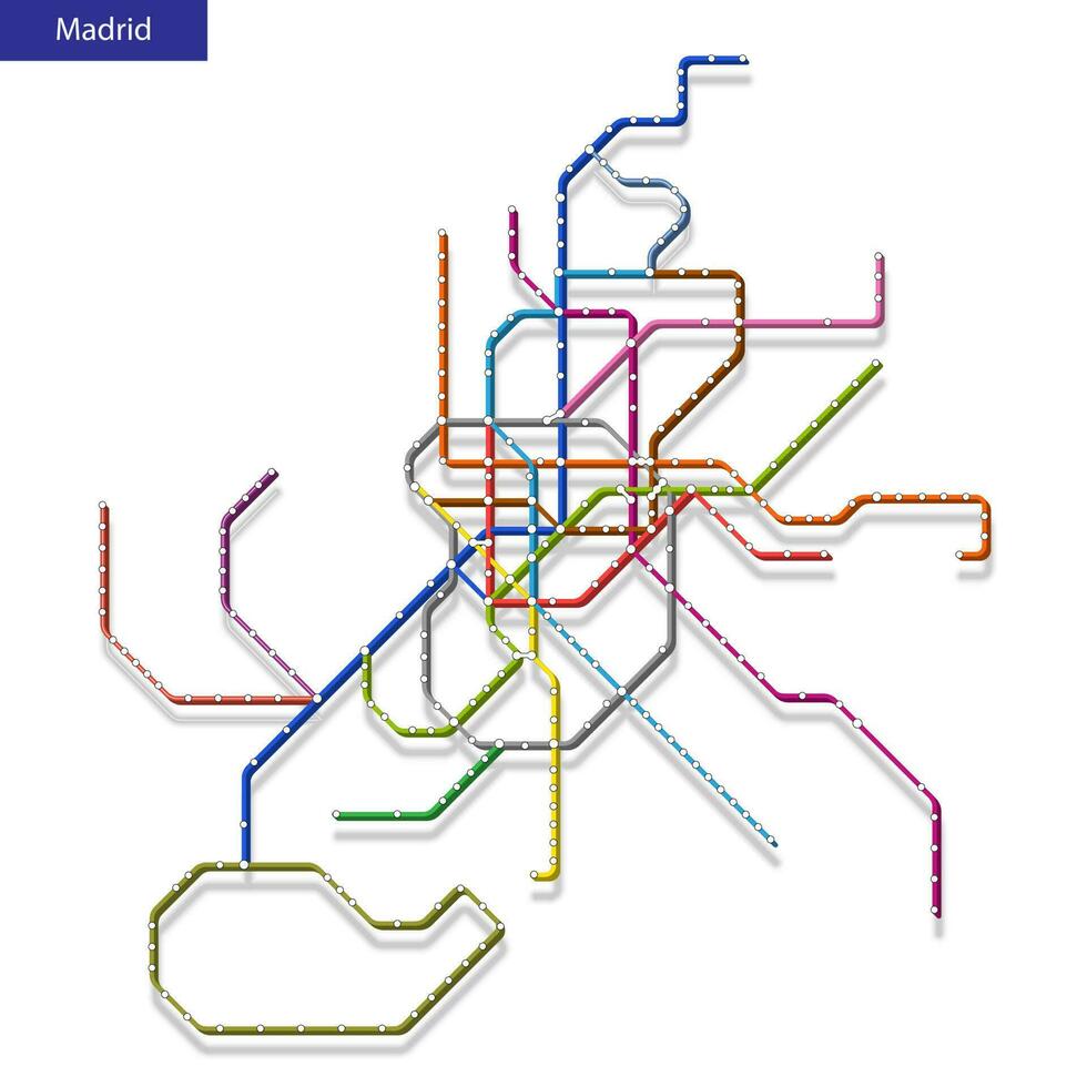 3d isometric Map of the Madrid metro subway vector