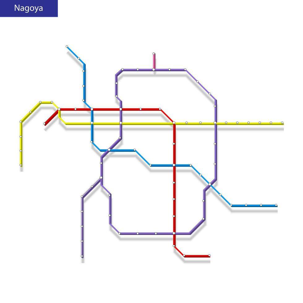 3d isométrica mapa de el nagoya metro subterraneo vector
