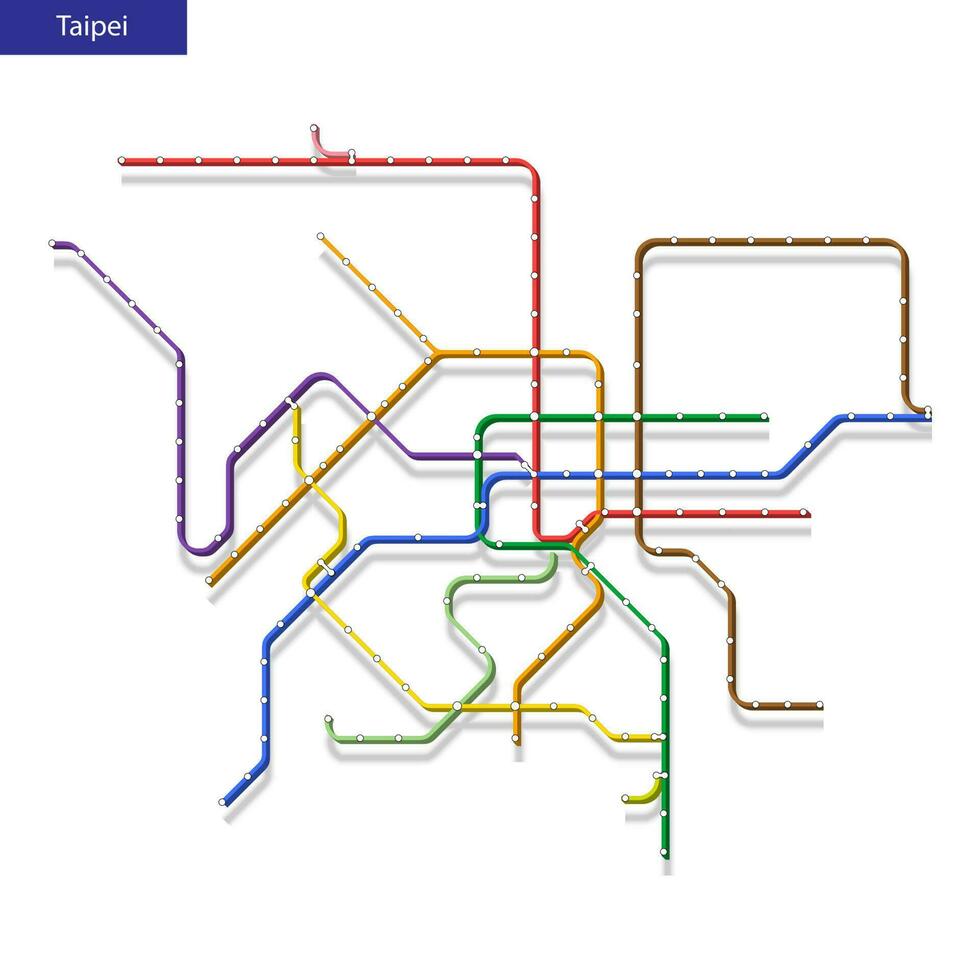 3d isometric Map of the Taipei metro subway vector