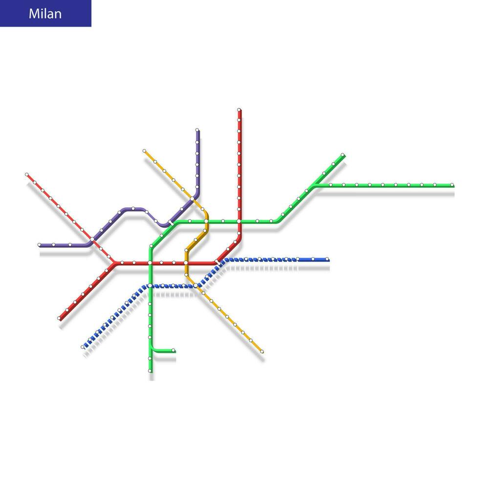 3d isometric Map of the Milan metro subway vector