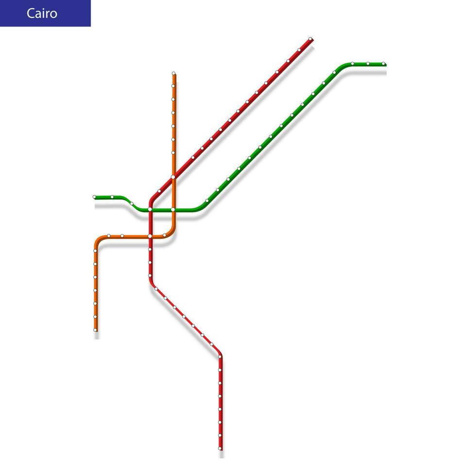 3d isometric Map of the Cairo metro subway vector