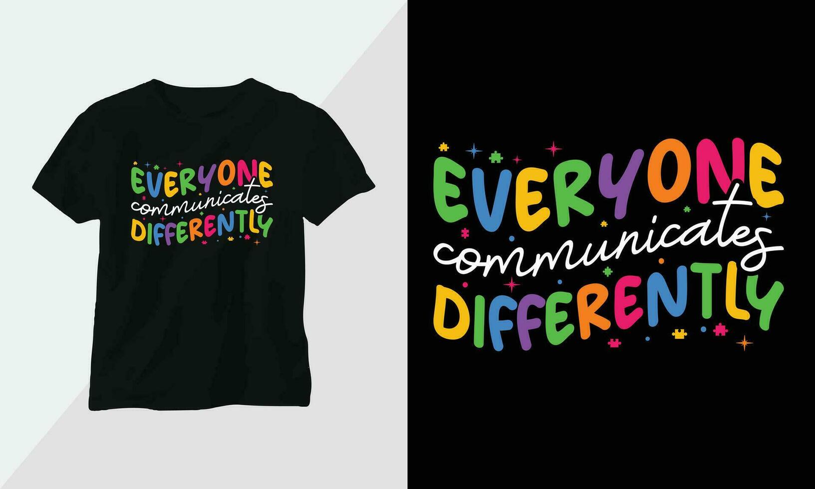 Autism t-shirt design concept. all designs are colorful and created using ribbon, puzzles, love, etc vector