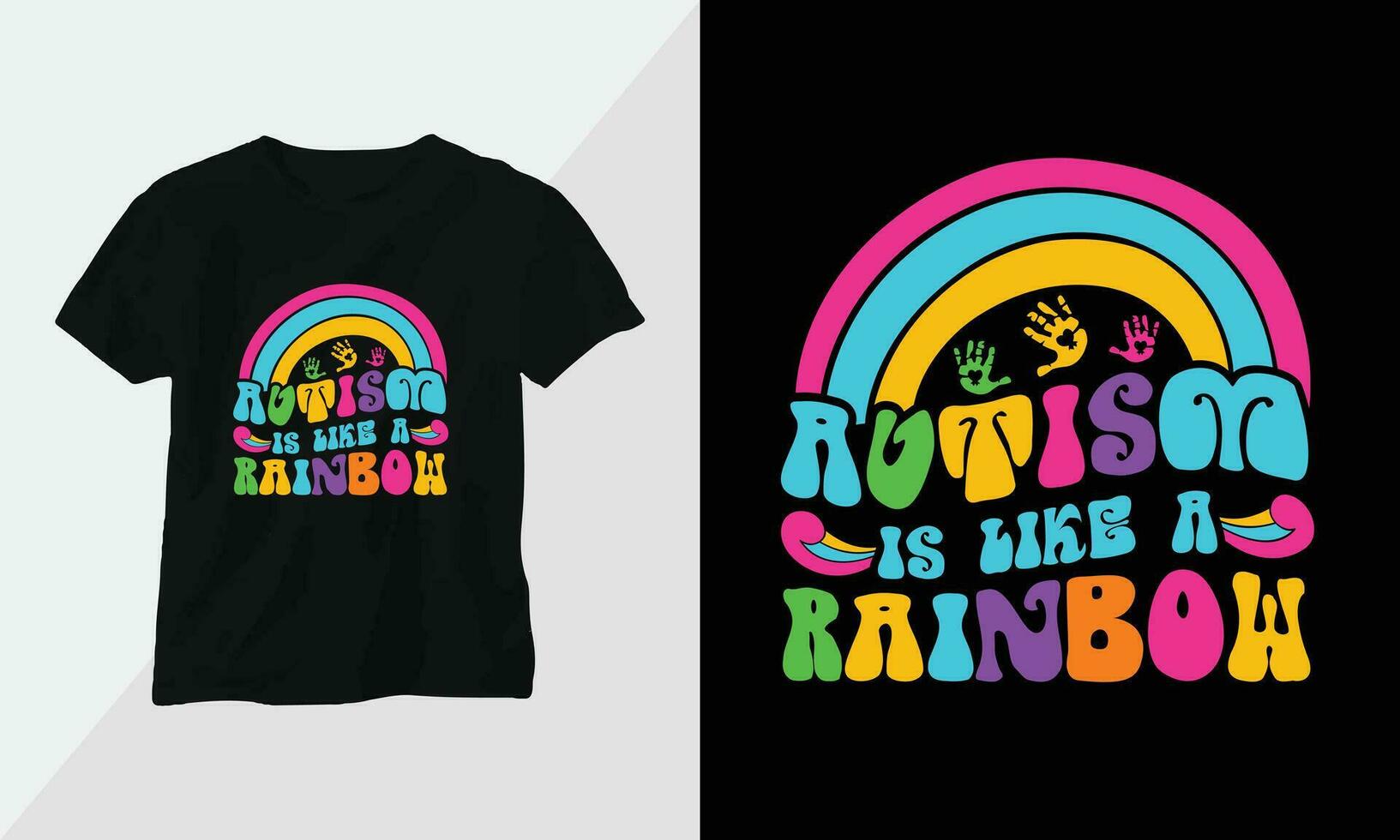 Autism t-shirt design concept. all designs are colorful and created using ribbon, puzzles, love, etc vector