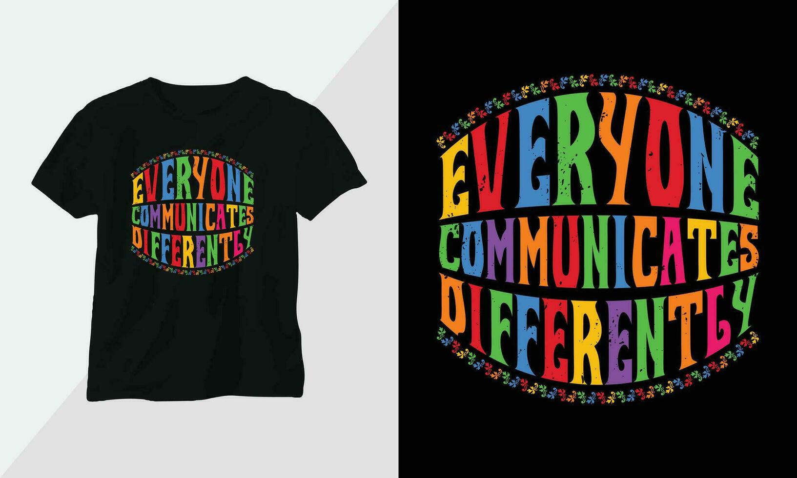 Autism t-shirt design concept. all designs are colorful and created using ribbon, puzzles, love, etc vector