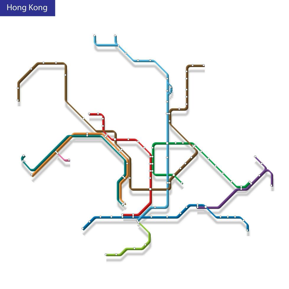 3d isometric Map of the Hong Kong metro subway vector