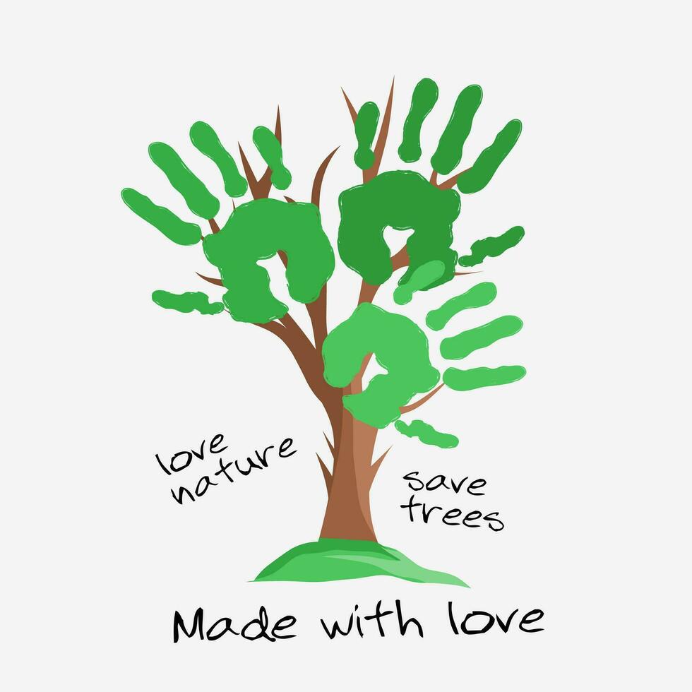illustration-vector-of-save-trees-campaign-children-drawing-style