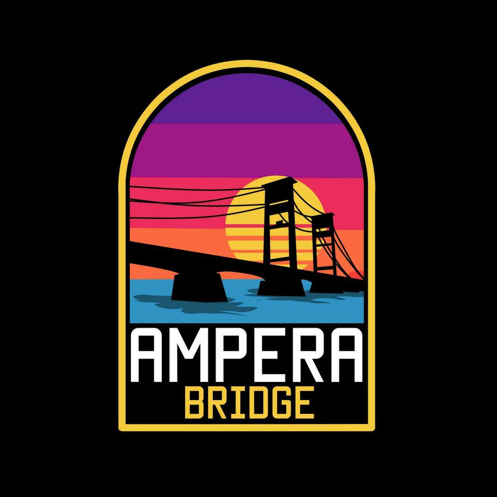 illustration vector of ampera bridge in palembang, indonesia, perfect for print, t-shirt, etc