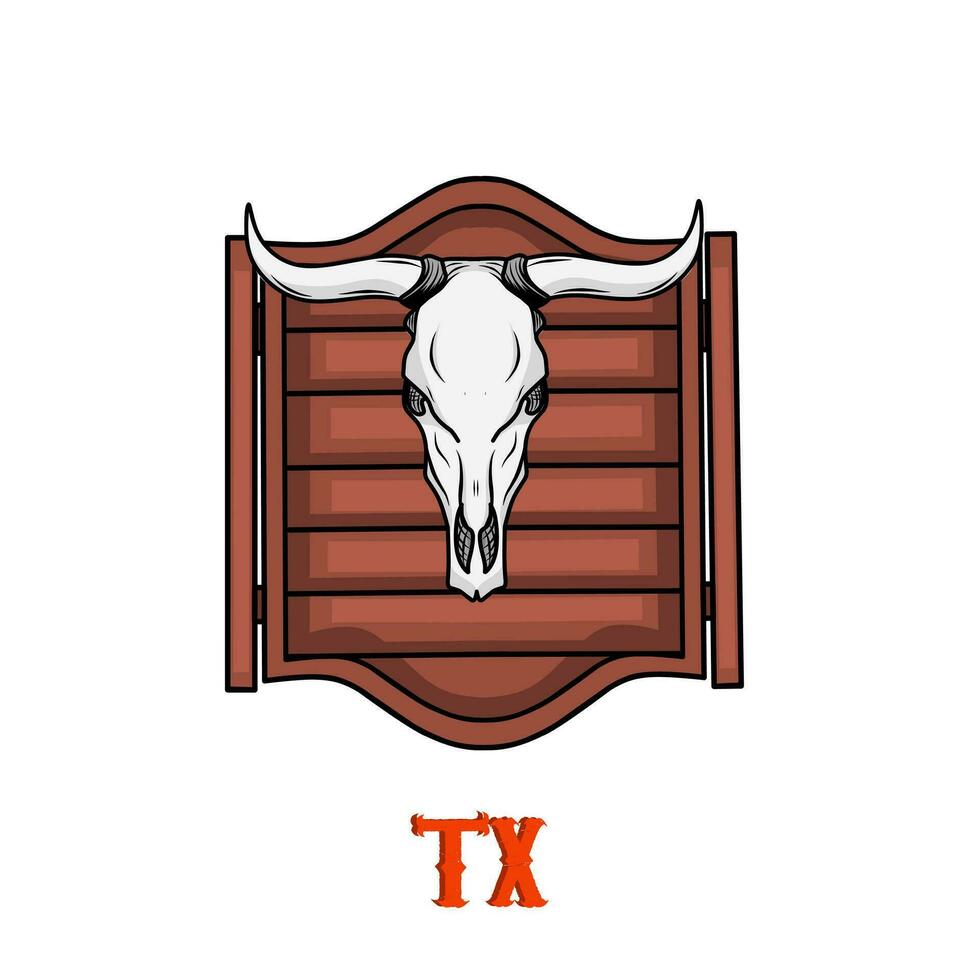 illustration vector of bull bone and old door design perfect for print,etc