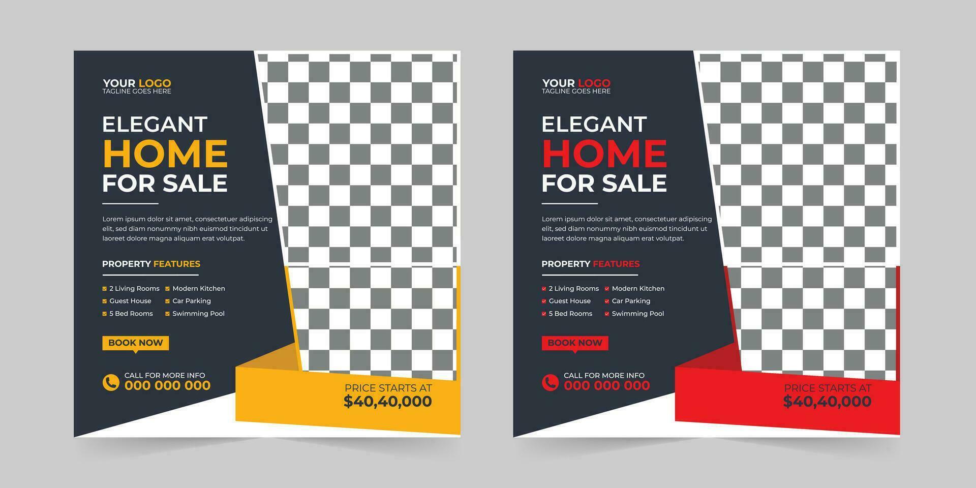 Modern Real estate house sale and home rent advertising square Social media post and corporate promotion ads discount web banner vector template design.