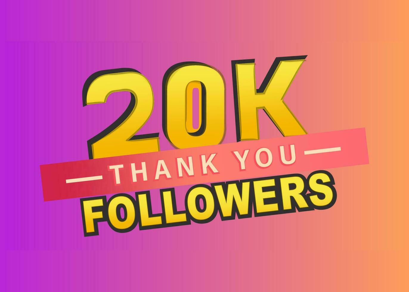 Thank you 20k followers banner, Thanks followers congratulation card, Vector illustration, gradient background, vector, post, blog, text, follow, like, subscribers, thumbnail