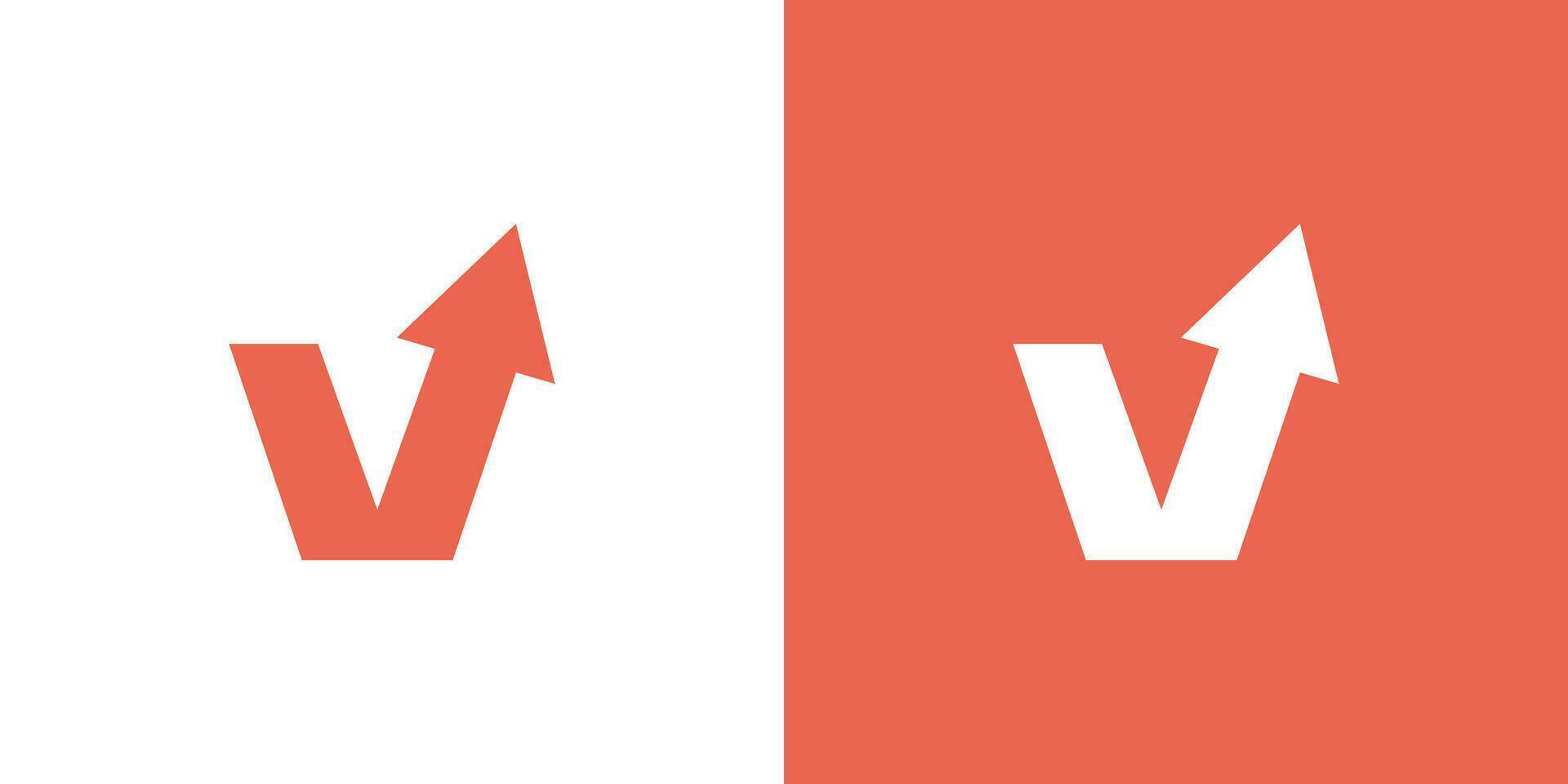Letter V growth arrow logo design template vector