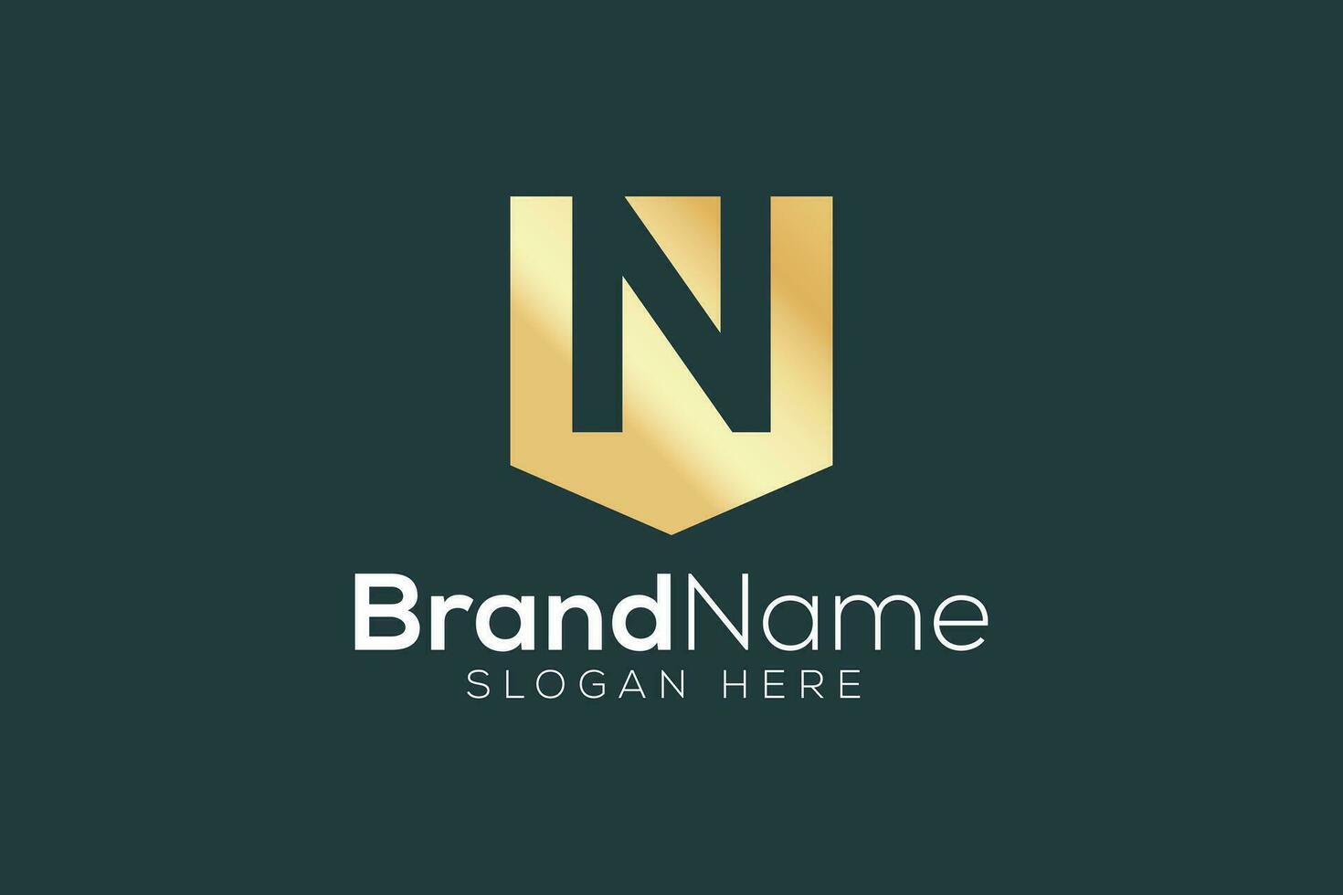 Letter N shield Luxurious Golden logo design template vector