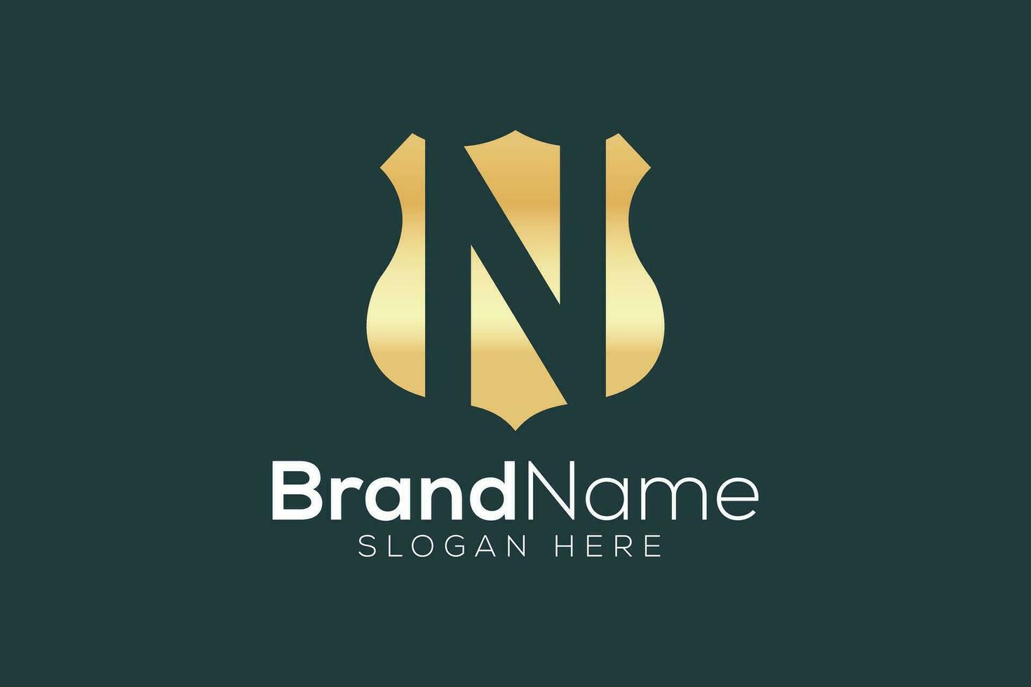 Letter N shield Luxurious Golden logo design template vector