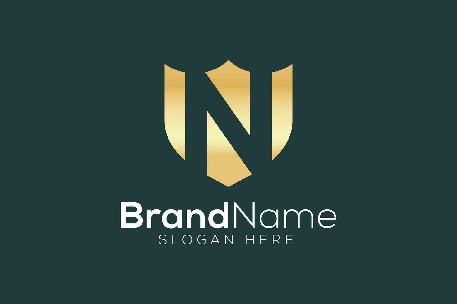 Letter N shield Luxurious Golden logo design template vector