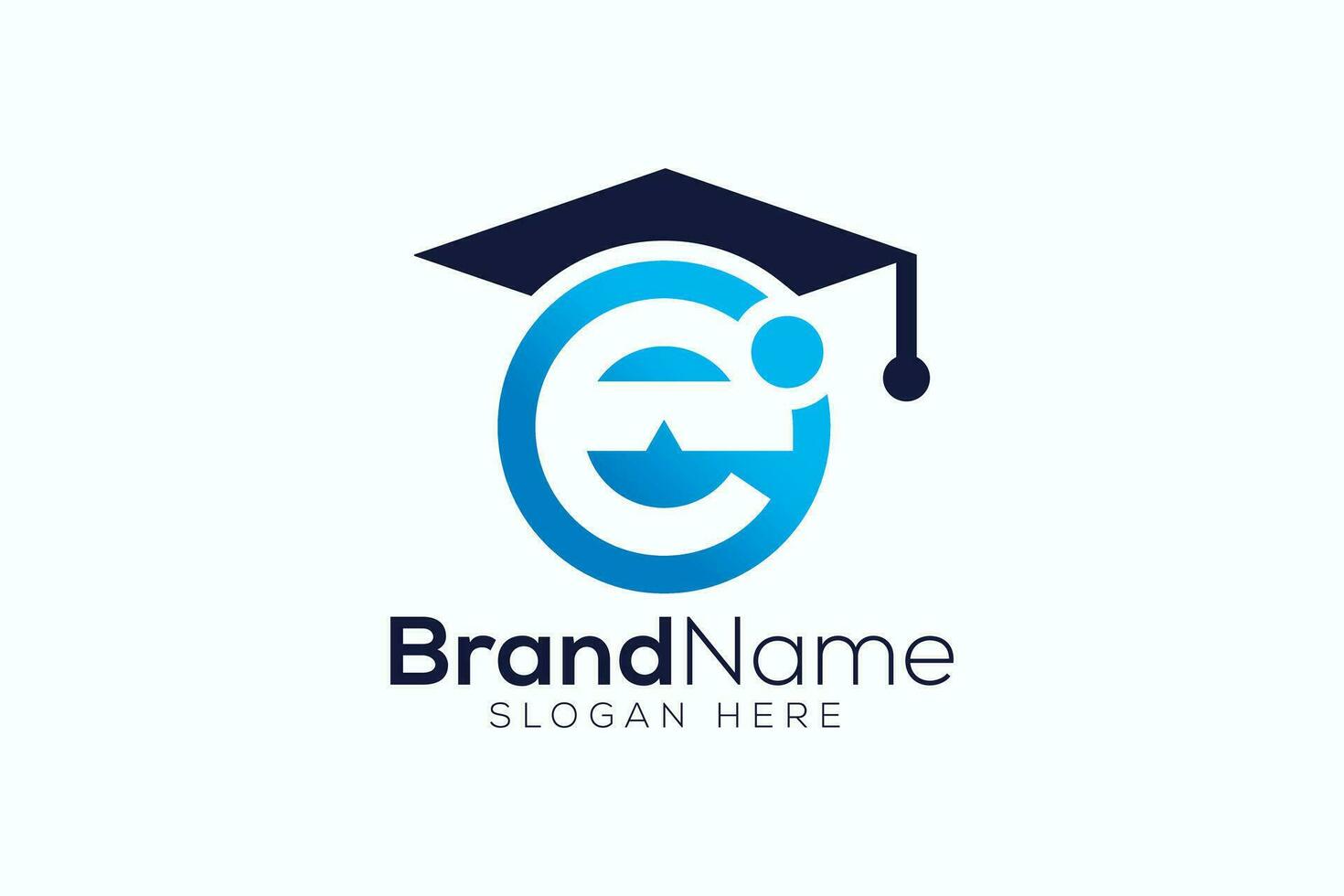 Letter e VR headset grad logo design template vector