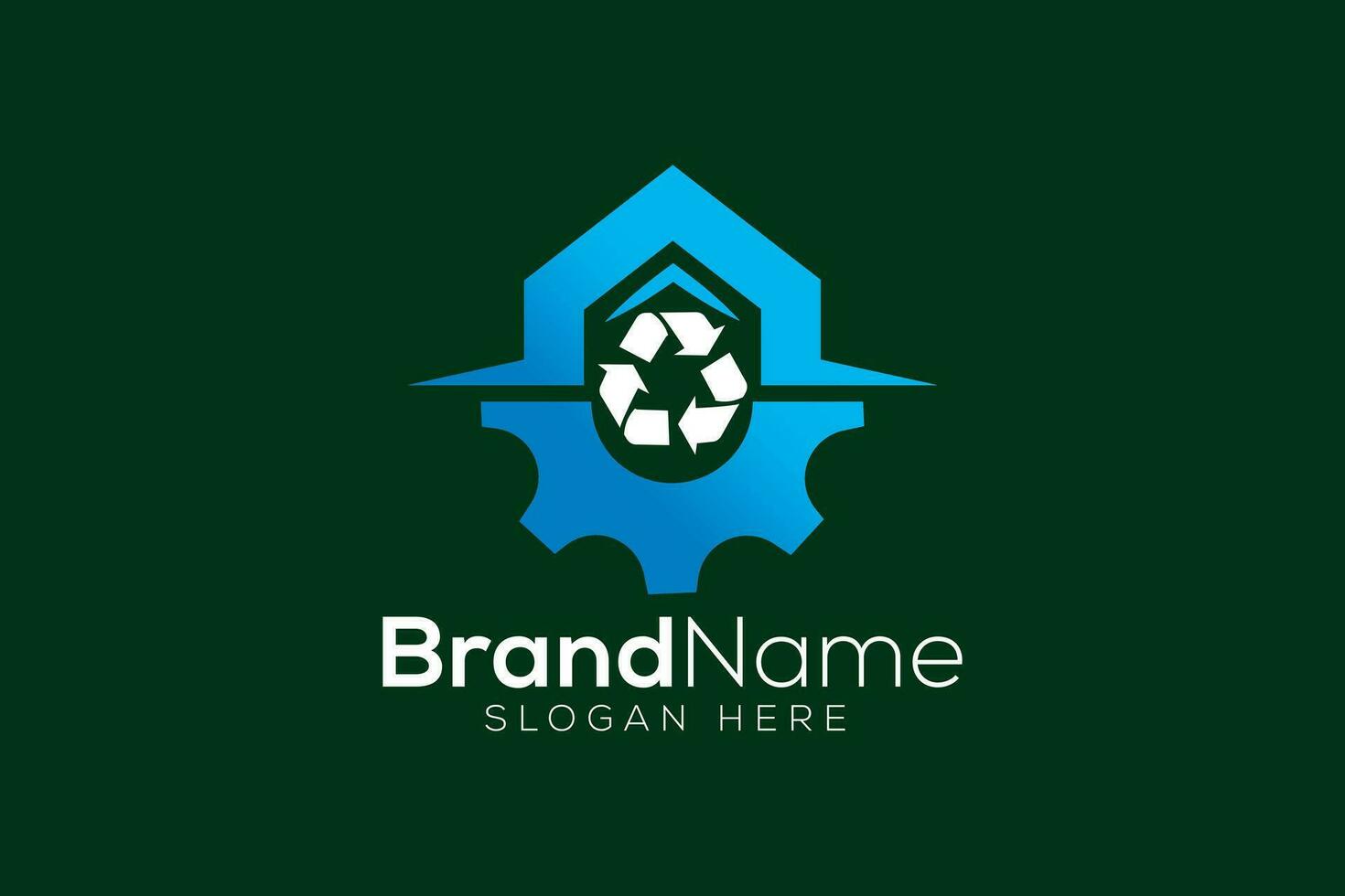 hogar reciclar engranaje logo diseño vector modelo