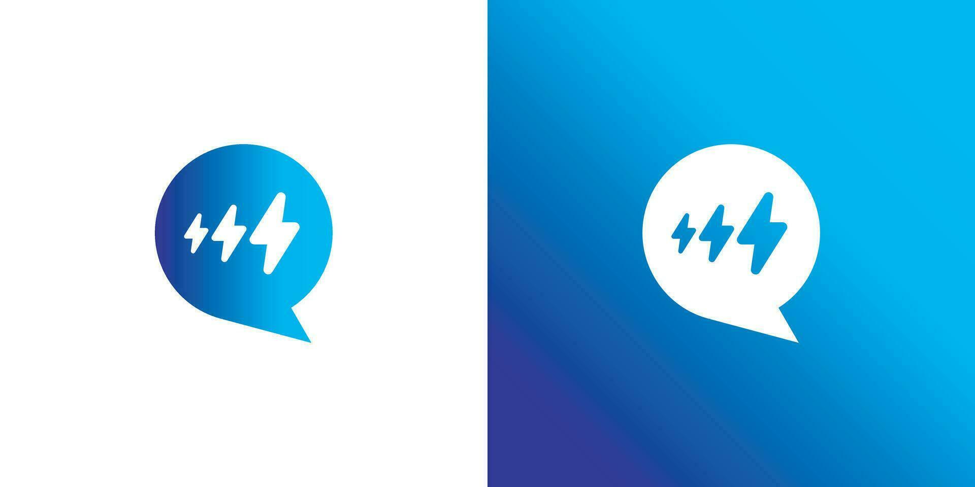 Happy instant chat or chat bubble and thunder icon logo design template vector