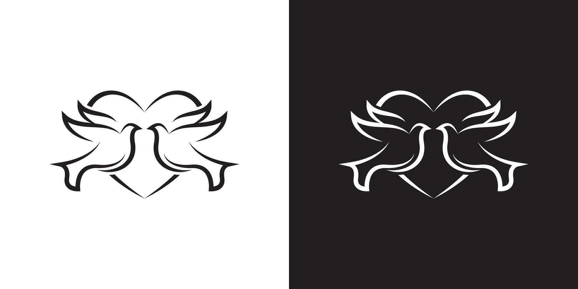 Minimal two Dove love logo design vector template