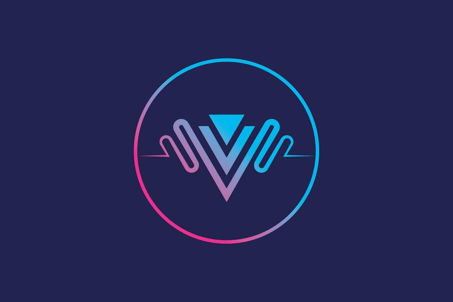 Colorful letter V V microphone wave logo design vector template