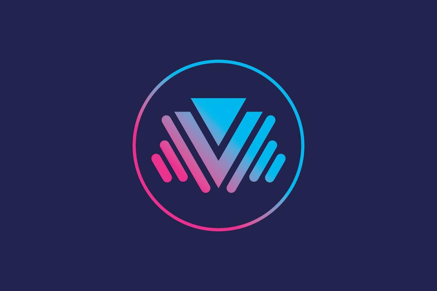 Colorful letter V V microphone wave logo design vector template
