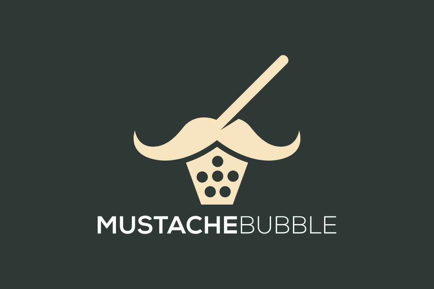 Mustache Bubble Tea logo design vector template