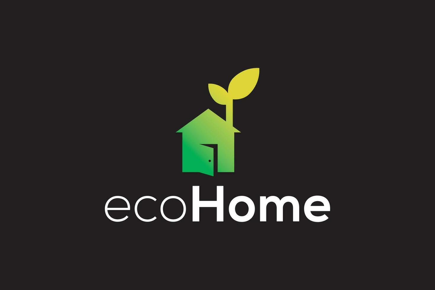 eco hogar hoja icono logo diseño vector modelo