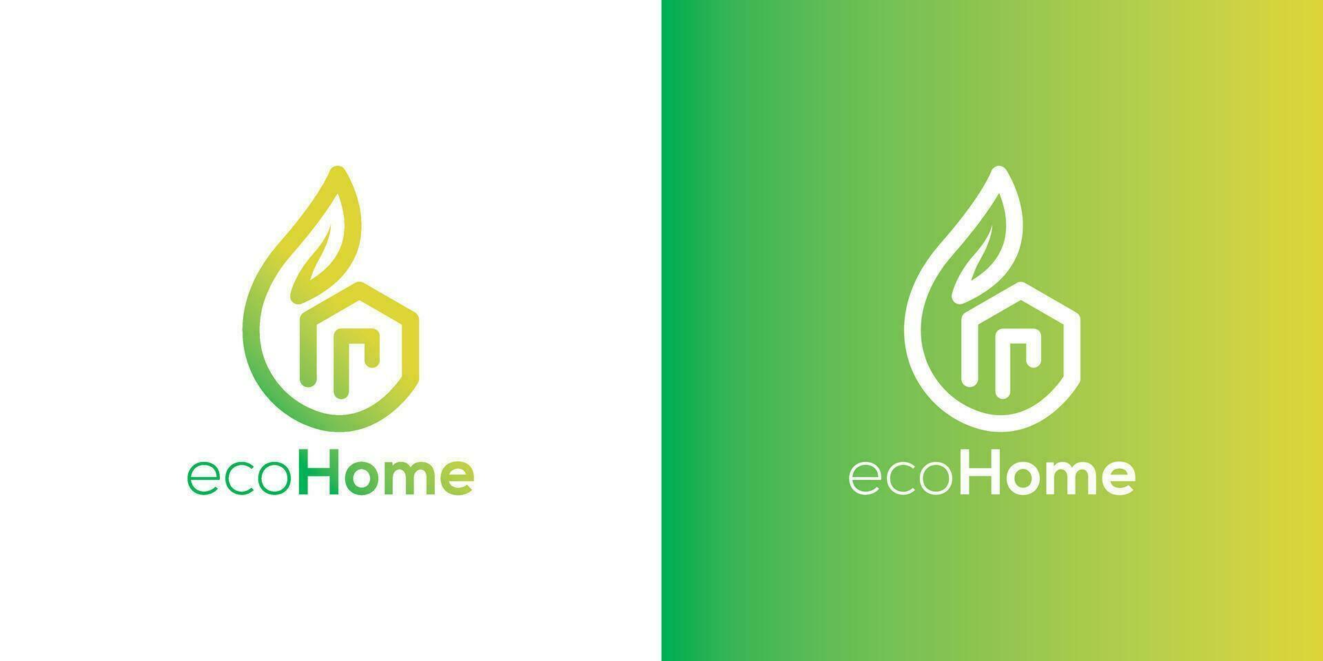 eco hogar hoja icono logo diseño vector modelo