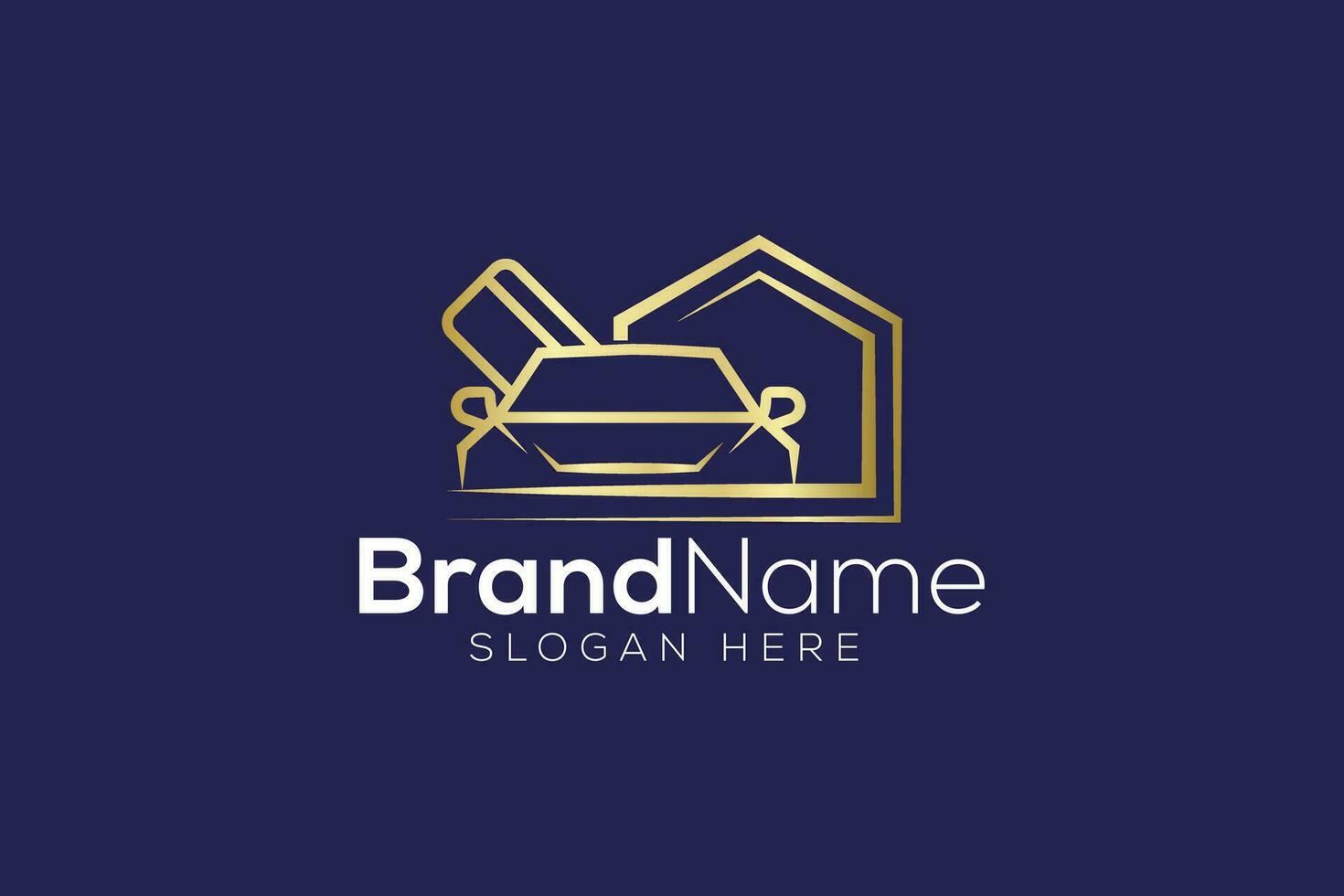 Luxurious car and home Gold Logo design vector template