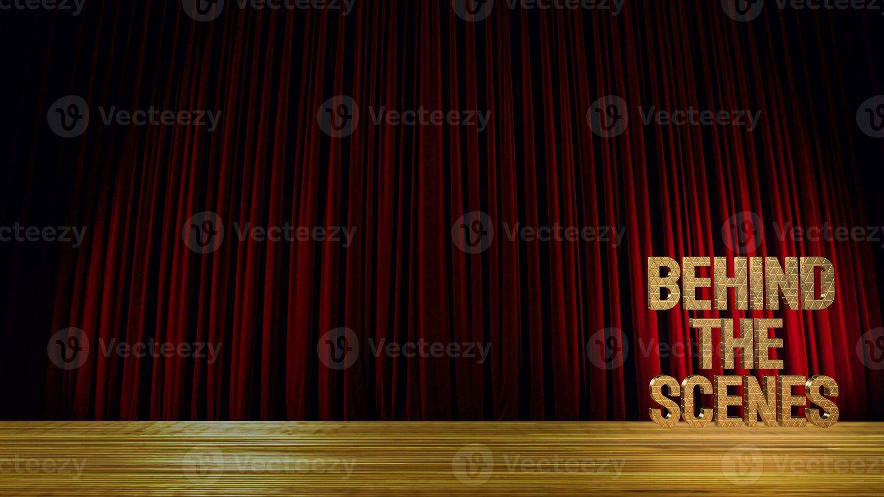 The Gold behind the scenes text on stage 3d rendering photo