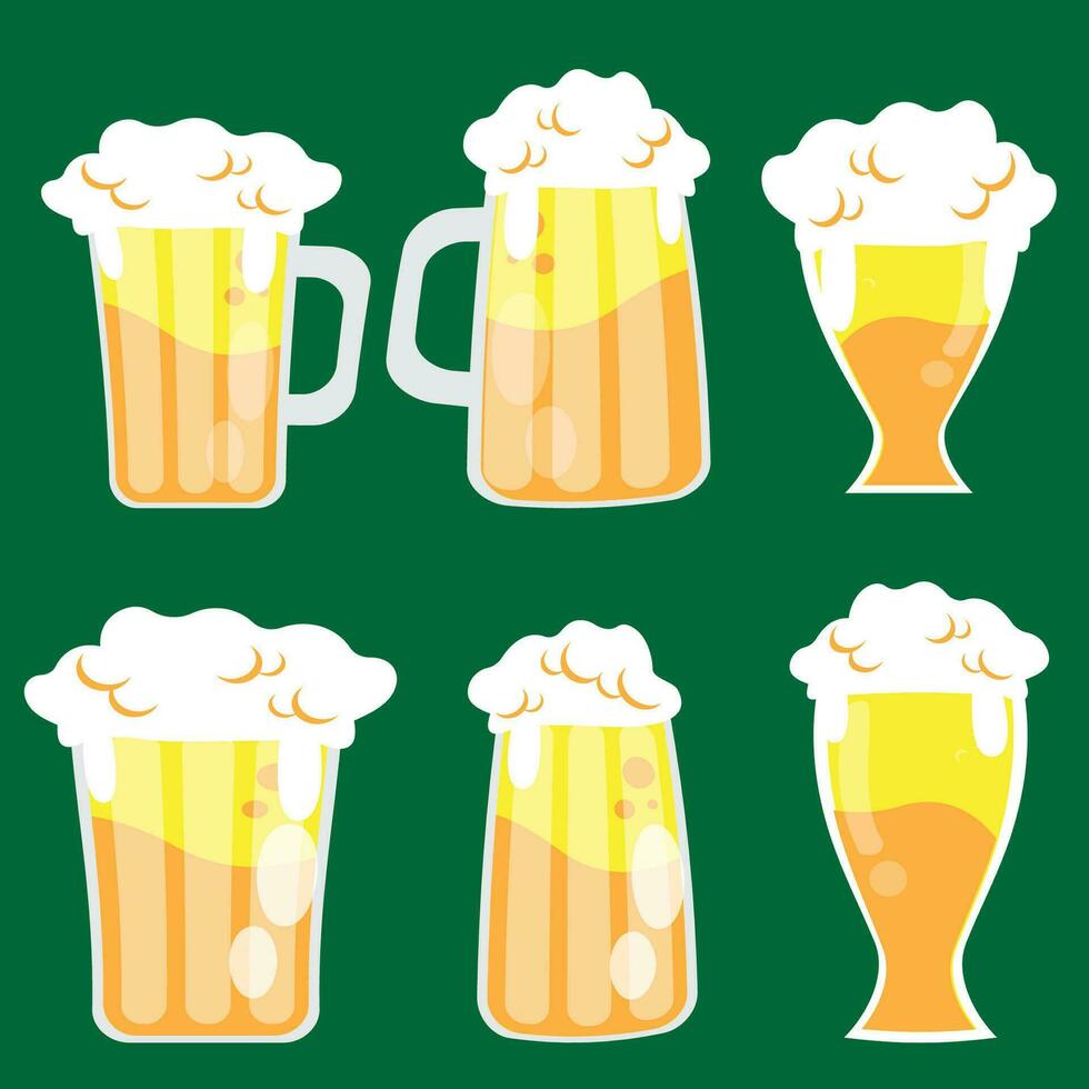 The glass beer image bundle set for party or holiday concept vector