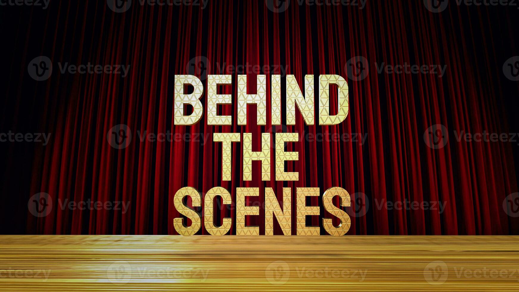 The Gold behind the scenes text on stage 3d rendering photo