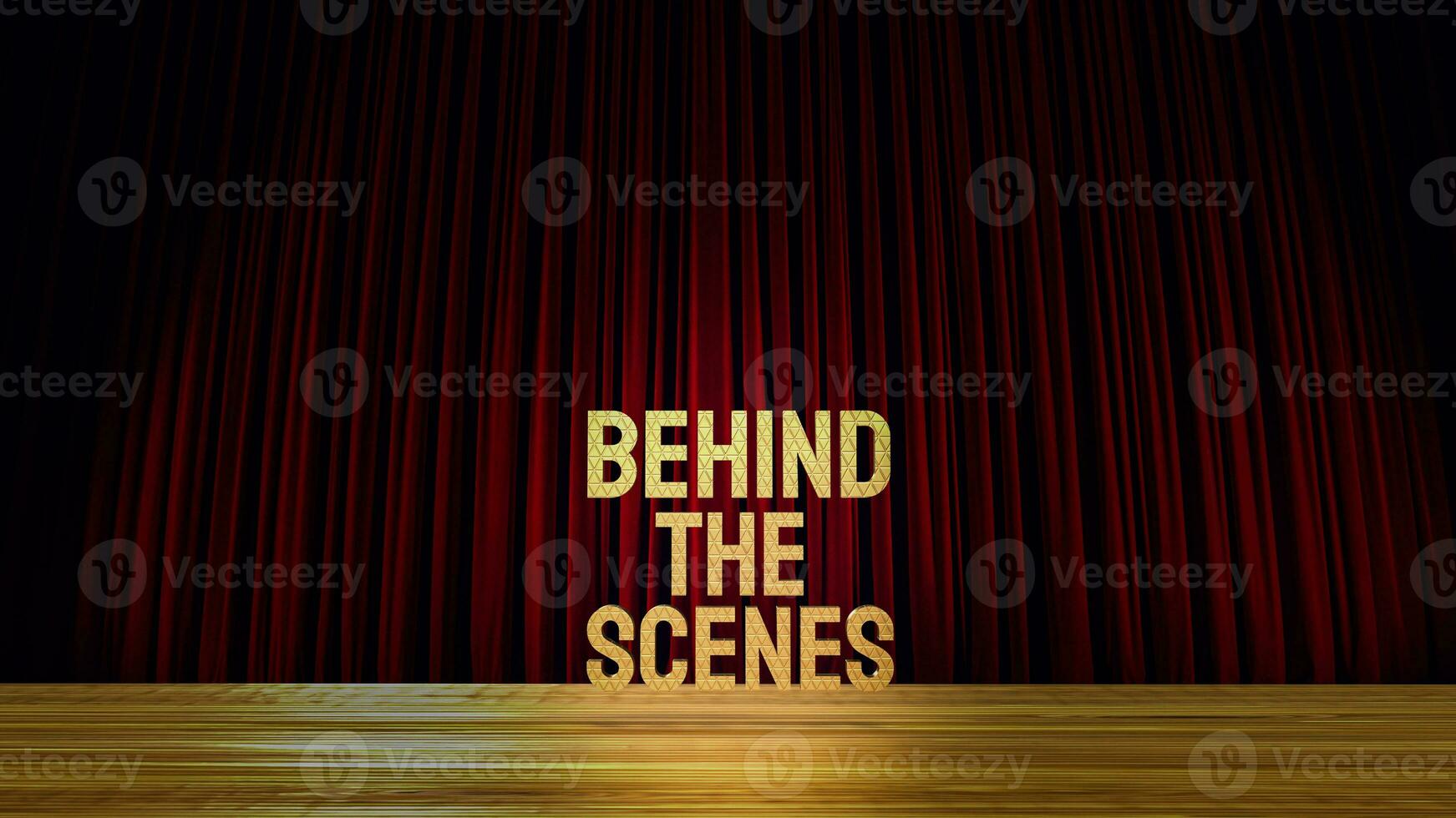 The Gold behind the scenes text on stage 3d rendering photo