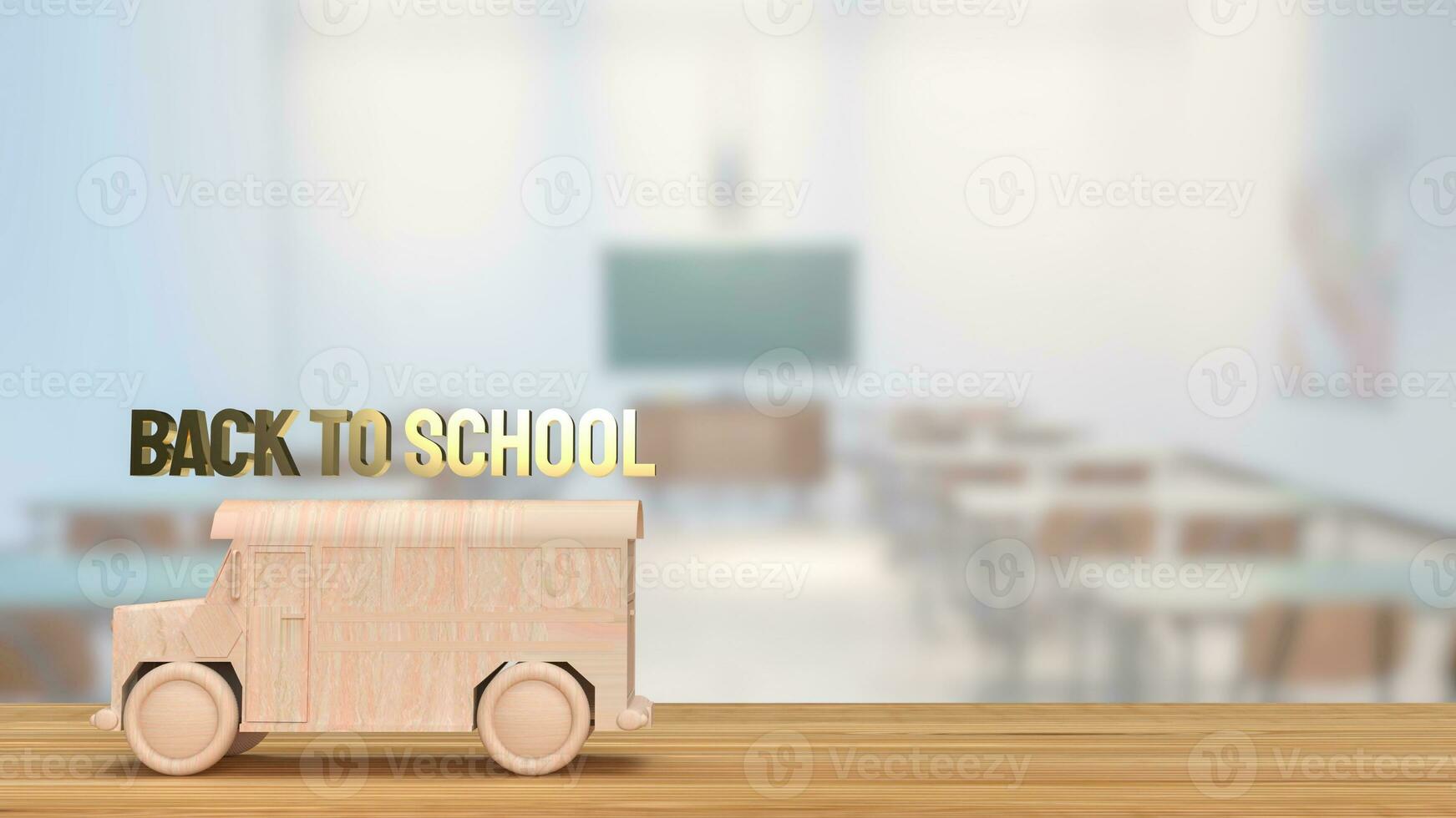 The wood school bus no table 3d rendering photo